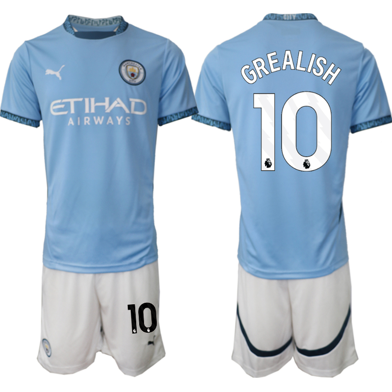 Men 2024-2025 Club Manchester City home blue #10 Soccer Jersey